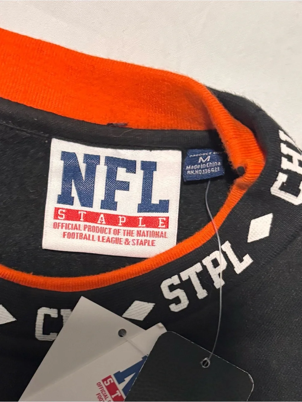 NFL Chicago Bears Black and Orange Crewneck with Embroidered Logo